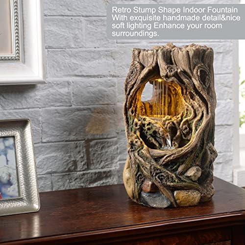 GOSSI Indoor Fountain Tabletop Stump Waterfall Decor