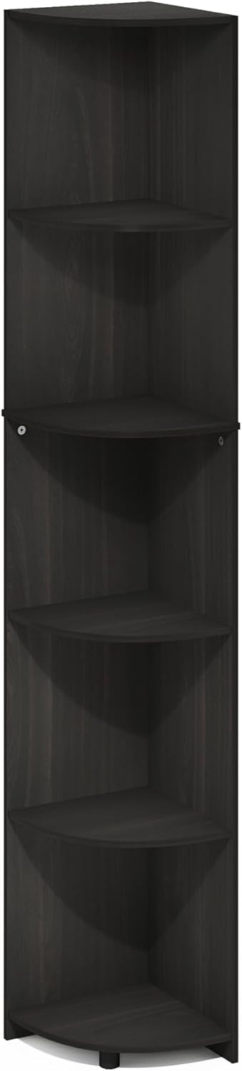 Furinno Econ 5-Tier Corner Shelf Bookcase in Espresso