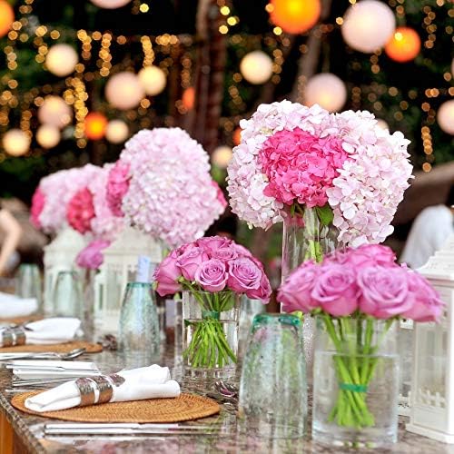 WGVI Quality Thick Cylinder Vase 6 x 8 Clear Glass Container for Wedding Centerpiece Decor Event Home Use