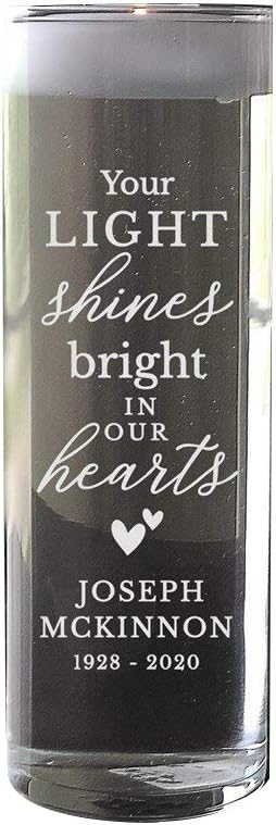 Engraved Your Light Shines Bright Memorial Floating Candle Vase
