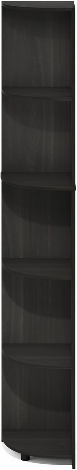 Furinno Econ 5-Tier Corner Shelf Bookcase in Espresso