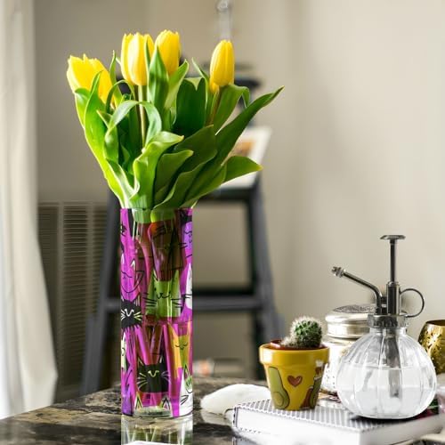 Peach Punk Cats Colorful Cartoon Plastic Vase 118 x 39 Inch