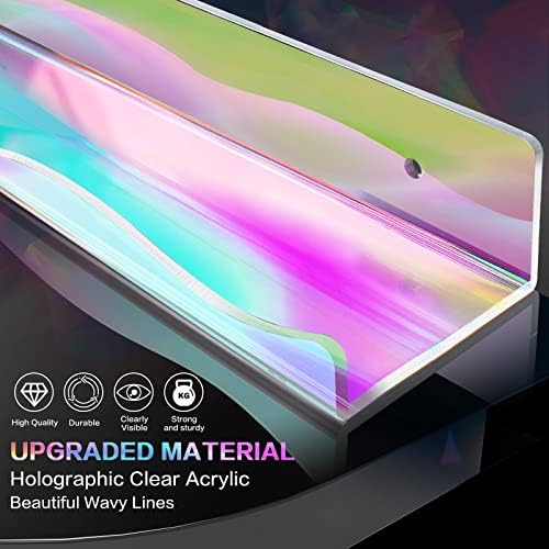 Iridescent Clear Floating Shelves 6 Pack for Home Display
