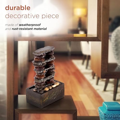 Alpine Corporation TT8002 12 Inch Brown Tabletop Fountain