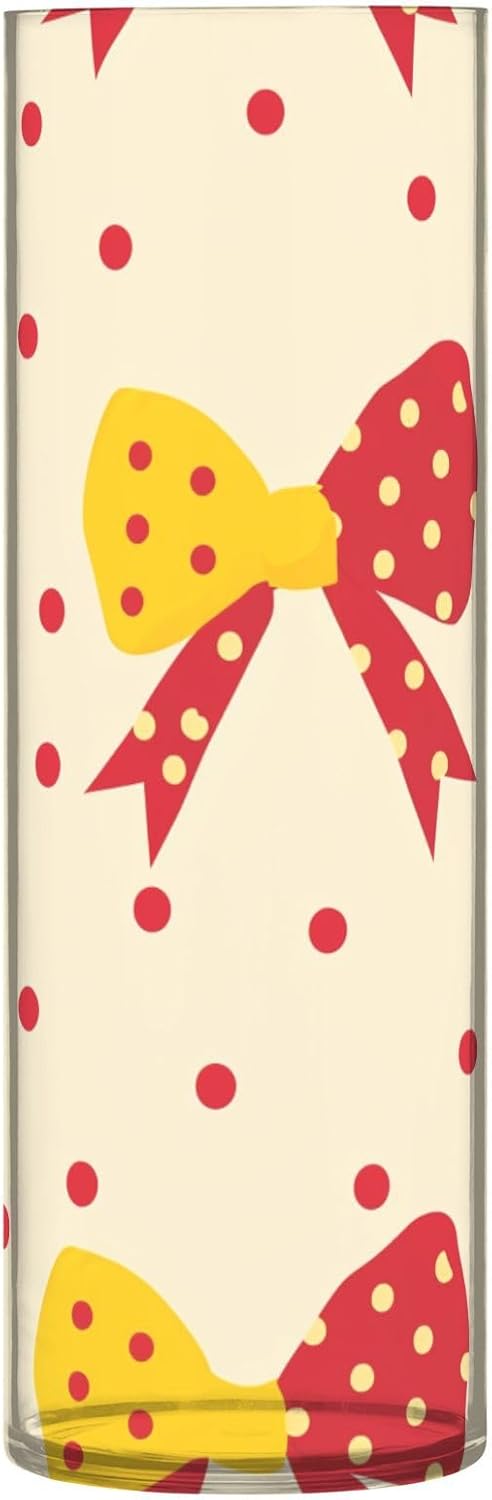 Polka Dot Bow Plastic Hurricane Candle Holder Decorative Vase
