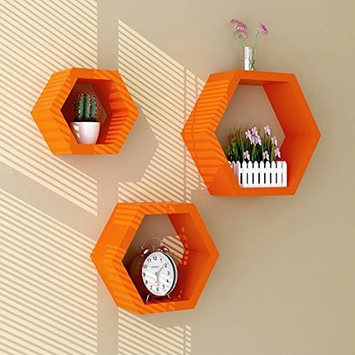 LIANGLIANG Floating Wall Shelves Creative 6 Corners Lattice Design Cube Display Stand