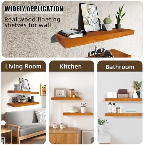 24 Inch Floating Shelves Set of 2 in Honey Oak
