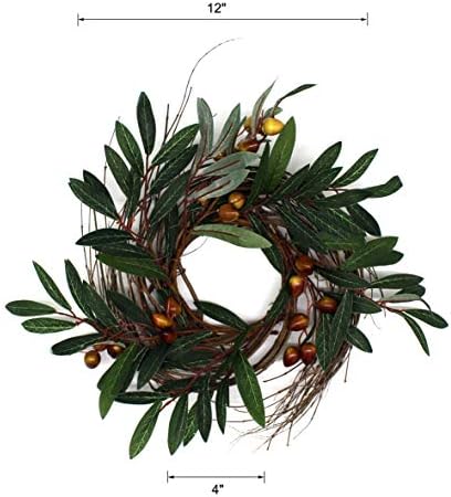 Rustic Country Artificial Olive Wreath 12 Inch