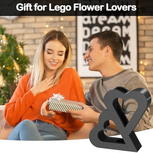 Double Heart Vase for LEGO Flower Display - Black