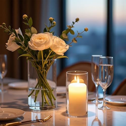 24 Pack Clear Glass Cylinder Vases - Floating Candles Centerpieces