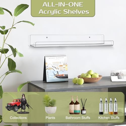 Boxalls Acrylic Clear Floating Shelves 4 Pack