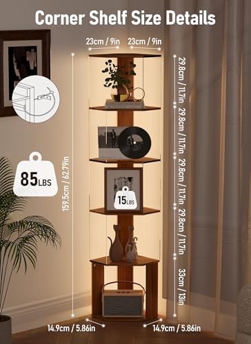 Quikraen 6 Tier Corner Shelf with LED Light