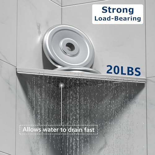 Neodrain 10 Inch Brushed Steel Corner Shelf Set of 2 No Drilling