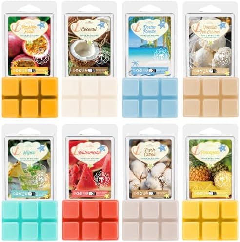 Summer Scented Wax Melts Set with 8 Unique Scents