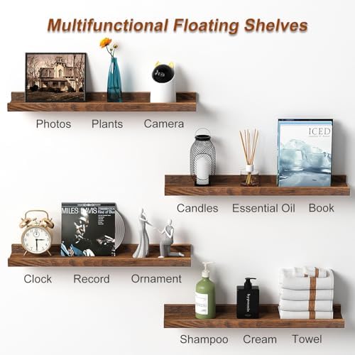 DECKALY Floating Shelves 16 Inch 4 Pack for Home Decor