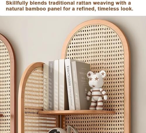 Miusocal Rattan Corner Bookshelf with 5 Tier Storage