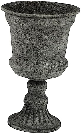 Vintage Gray Iron Art Flower Pot for Home and Office Decor