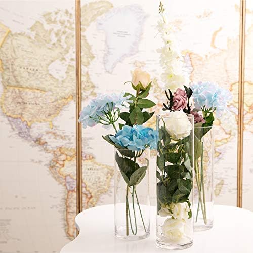 WGVI Glass Cylinder Vase 4x16 Tall for Centerpieces