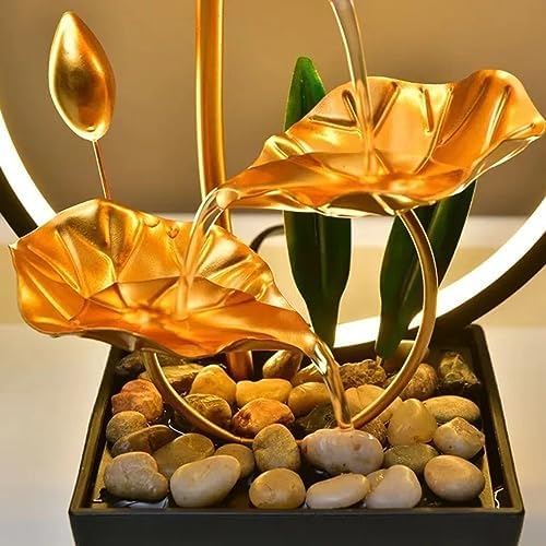 TiCin USB Powered Tabletop Fountain with Natural Rocks and LED Lights