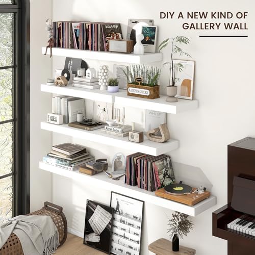 Venusmiles 36 Inch White Floating Wall Shelf