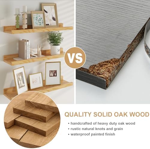 Floating Picture Ledge Shelves Set of 2 Solid Oak