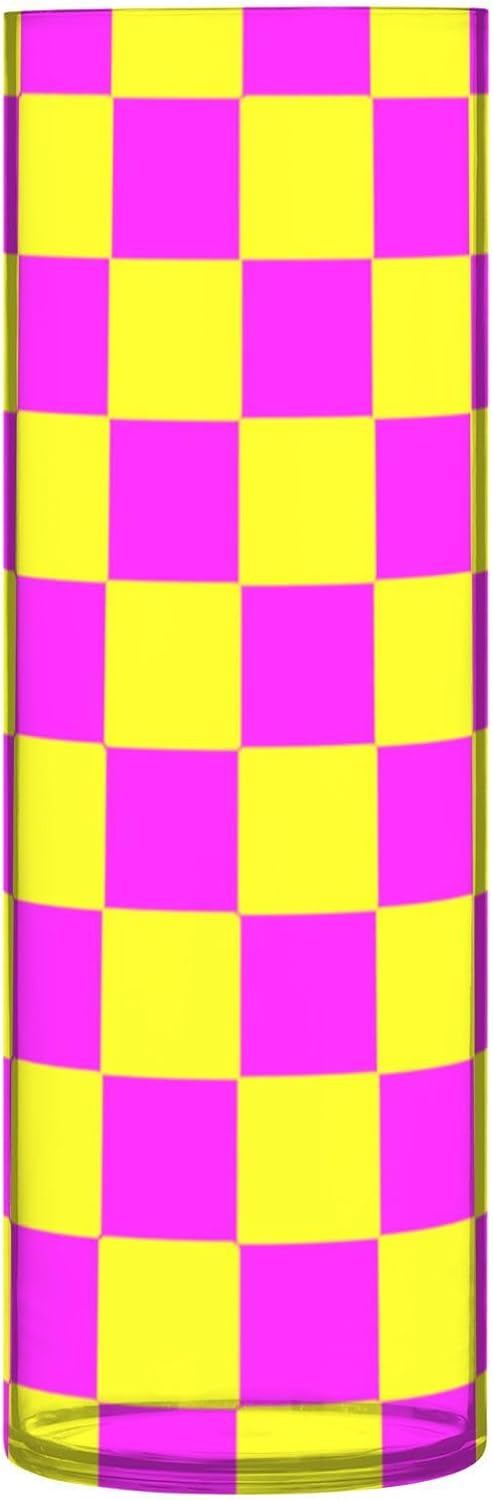 Buffalo Plaid Yellow Magenta Plastic Hurricane Candle Holder 118 x 39 Inch