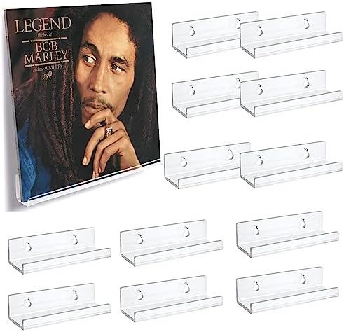 12-Pack 4-Inch Clear Vinyl Record Wall Mount Shelf