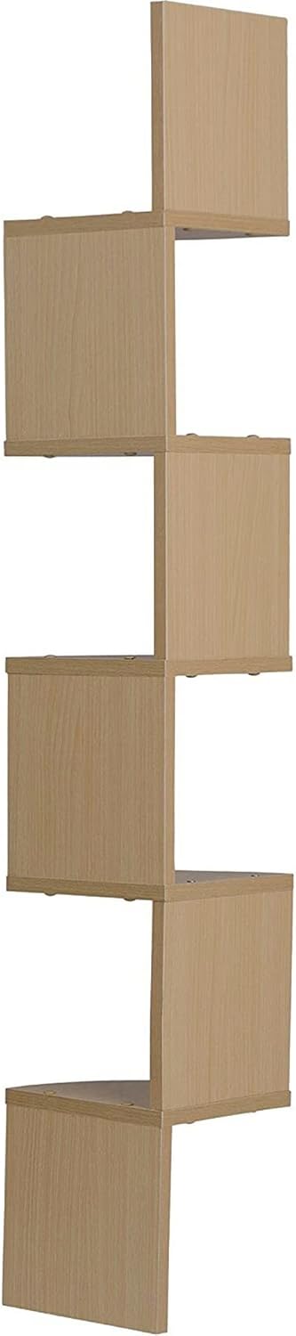 Danya B Large Rustic 5-Tier Corner Floating Wall Shelves Beech