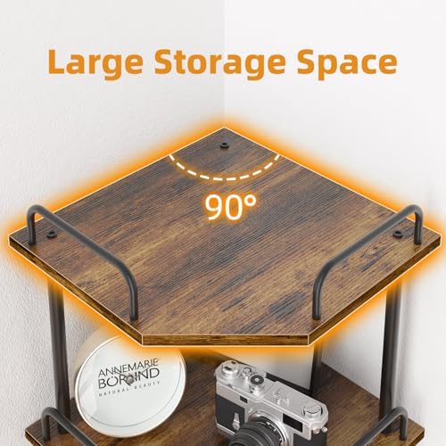 Corner Shelf Stand with Wheel 4-Tier Bookshelf Storage Display