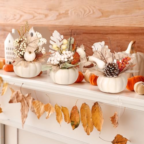 3 Pcs 9 Inch Artificial Pumpkins Fall Decor Centerpieces