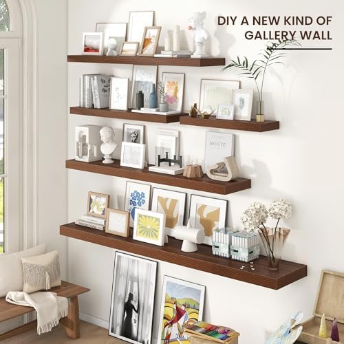 Venusmiles 55W x 10D Floating Wall Shelf Walnut