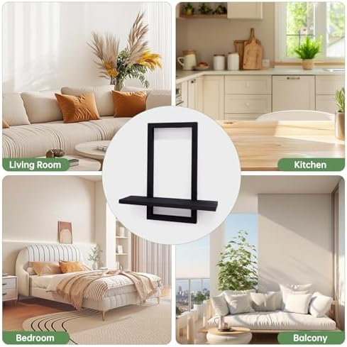Square Floating Shelves Set of 2 - Modern Style Black