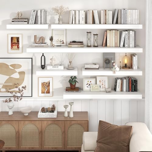 Venusmiles 36 Inch White Floating Wall Shelf