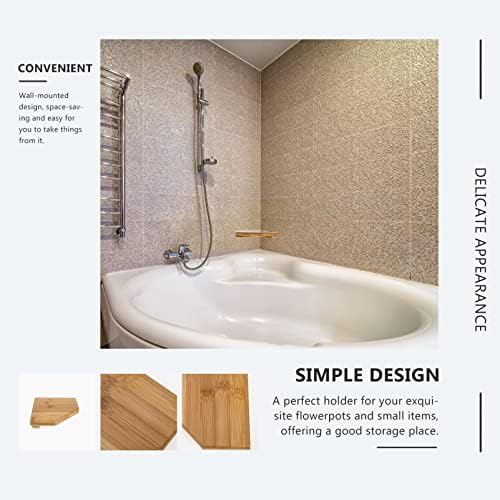 Corner Wall Shelf Bamboo Floating Storage Rack for Home Kitchen Bathroom