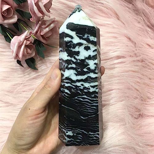 KatLin Black Zebra Stone Crystal Quartz Decor Tower Scepter