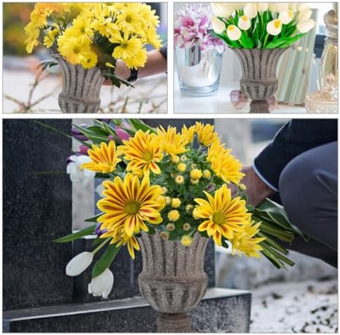 Luxshiny Cemetery Vase Iron Flower Holder for Graves