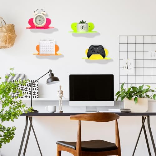 Soaoo 4 Pack Neon Floating Shelves for Display Storage