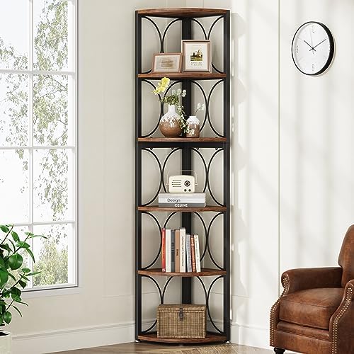 Tribesigns 67 Inch Tall Corner Shelf 6 Tier Bookcase