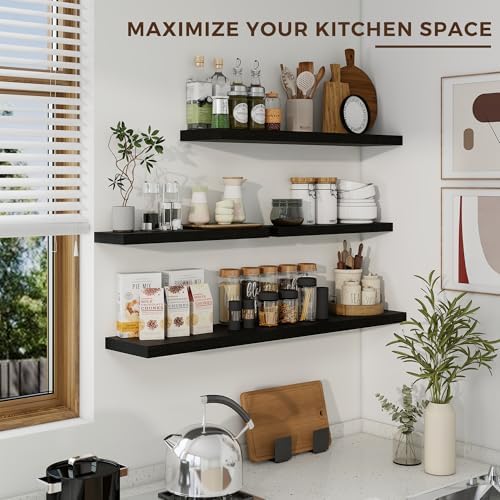 Dreamland 36 Inch Floating Shelves Set of 2 Black
