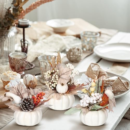 3 Pcs 9 Inch Artificial Pumpkins Fall Decor Centerpieces