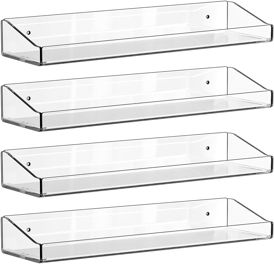 4 Pcs Acrylic Floating Shelves for Display and Storage