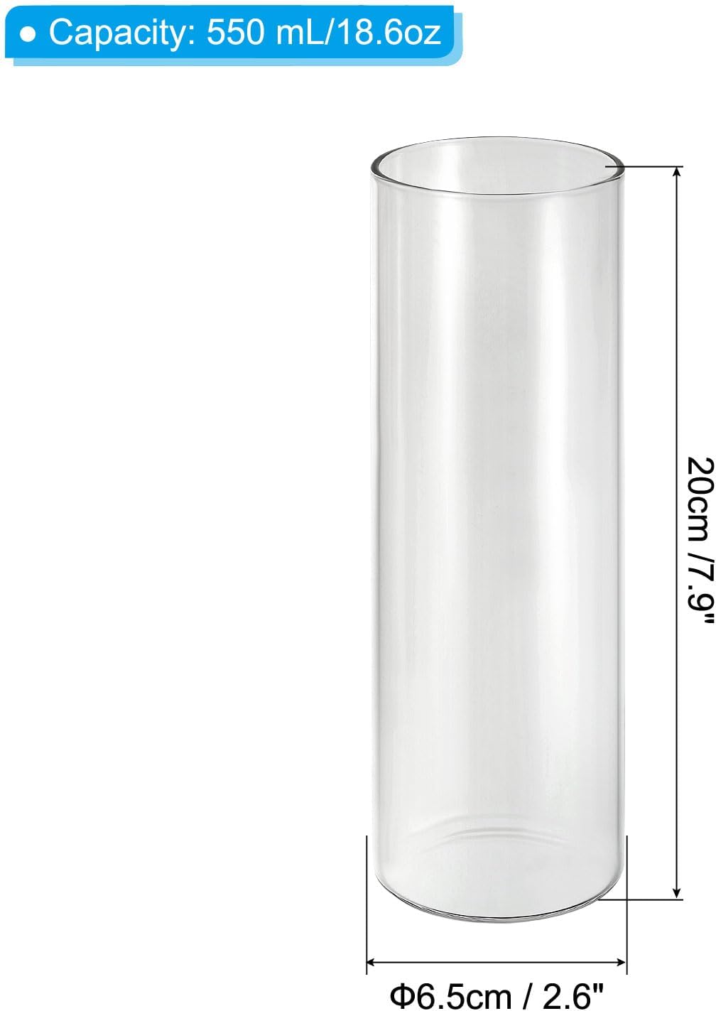 PATIKIL Clear Glass Cylinder Vase 79 Tall 26 Dia
