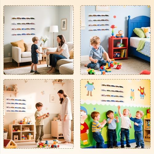 4-Pack 15 Inch Wall Mounted Display Rack for Miniature Toys and Collectibles