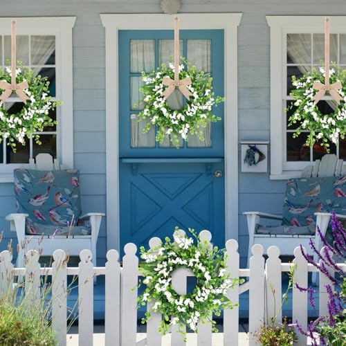 6 Pcs Artificial Forsythia Hanging Wreaths Spring Floral Decor for Front Door