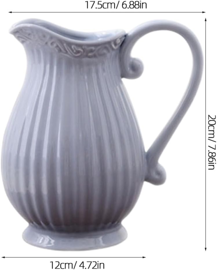 Mobestech Grey Ceramic Dried Flower Vase for Elegant Table Display