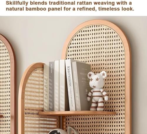 Rattan Corner Bookshelf with 5 Tiers Storage
