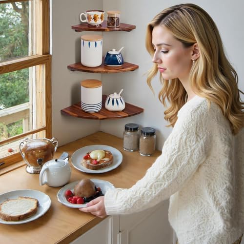 Conamily Corner Shelves Set of 3 Floating Wall Shelves