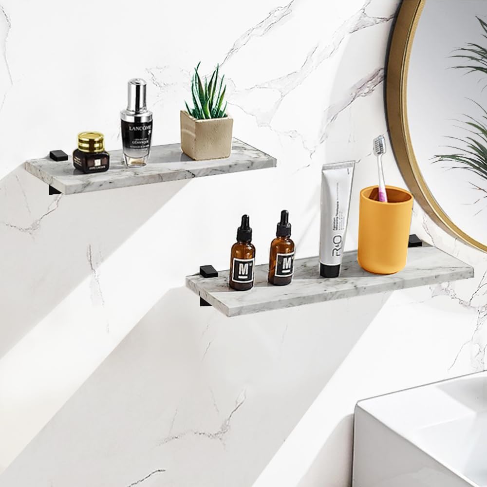 LUANT Bathroom Floating Shelves Marble Stone Wall Mount Organizer