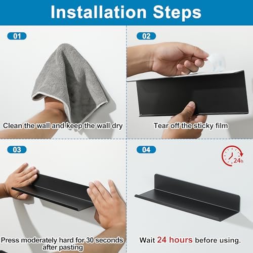 SAYAYO Black Floating Shelves 2pcs Wall Storage
