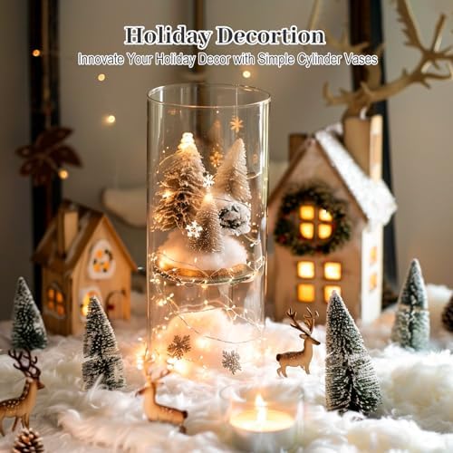 12PCS Clear Cylinder Vases for Centerpieces Wedding Decor